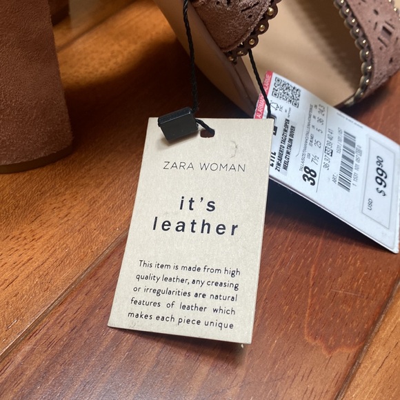 Zara Mauve Laser Cut Leather Heel Sandal - Picture 4 of 5